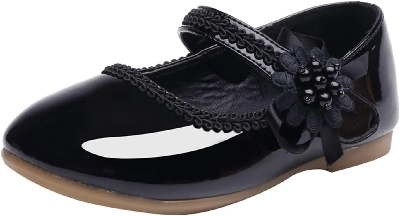 Girls Dress Mary Jane Shoes Toddler Hook and Loop Flower Flat Princess Little/Big Kid Wedding Performance Sandal