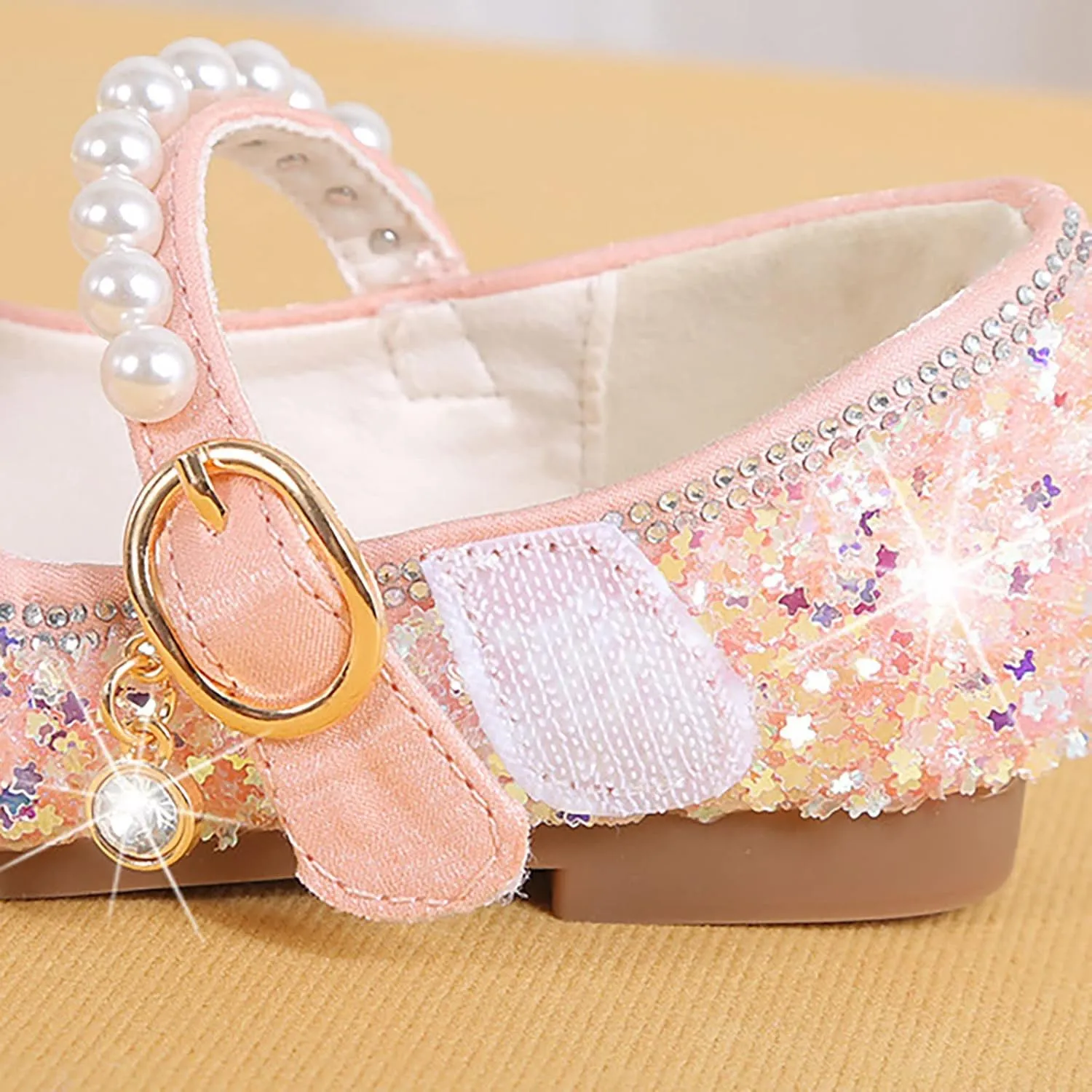 Girls Flat Soled Shoe Dress Shoes Rhinestone Bows Low Heel Princess Flower Wedding Party for Toddler Girls Hiking Shoes (Pink, 9 Toddler)