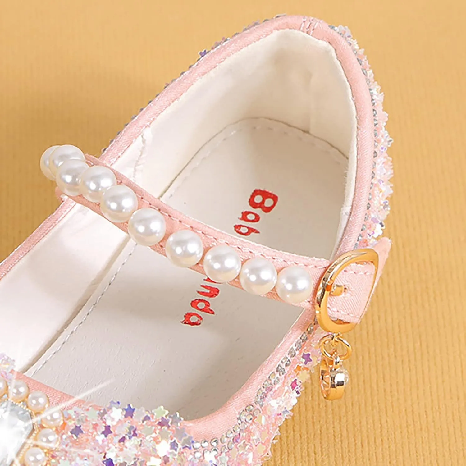 Girls Flat Soled Shoe Dress Shoes Rhinestone Bows Low Heel Princess Flower Wedding Party for Toddler Girls Hiking Shoes (Pink, 9 Toddler)