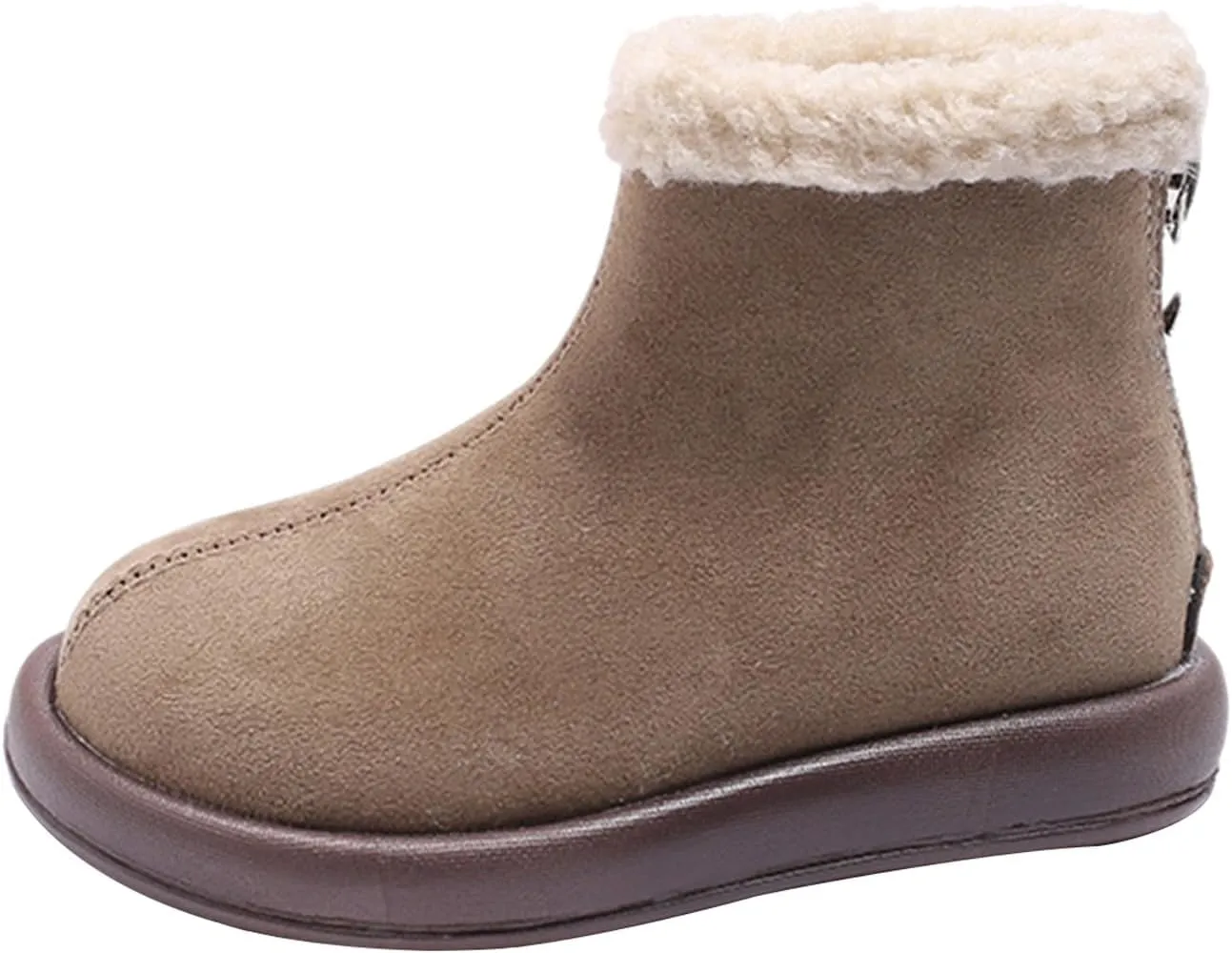 Girls Fuzzy Warm Winter Short Ankle Boots with Furry Faux Fr ining Booties Shoes for Kids Toddler Shoes Girls Boots