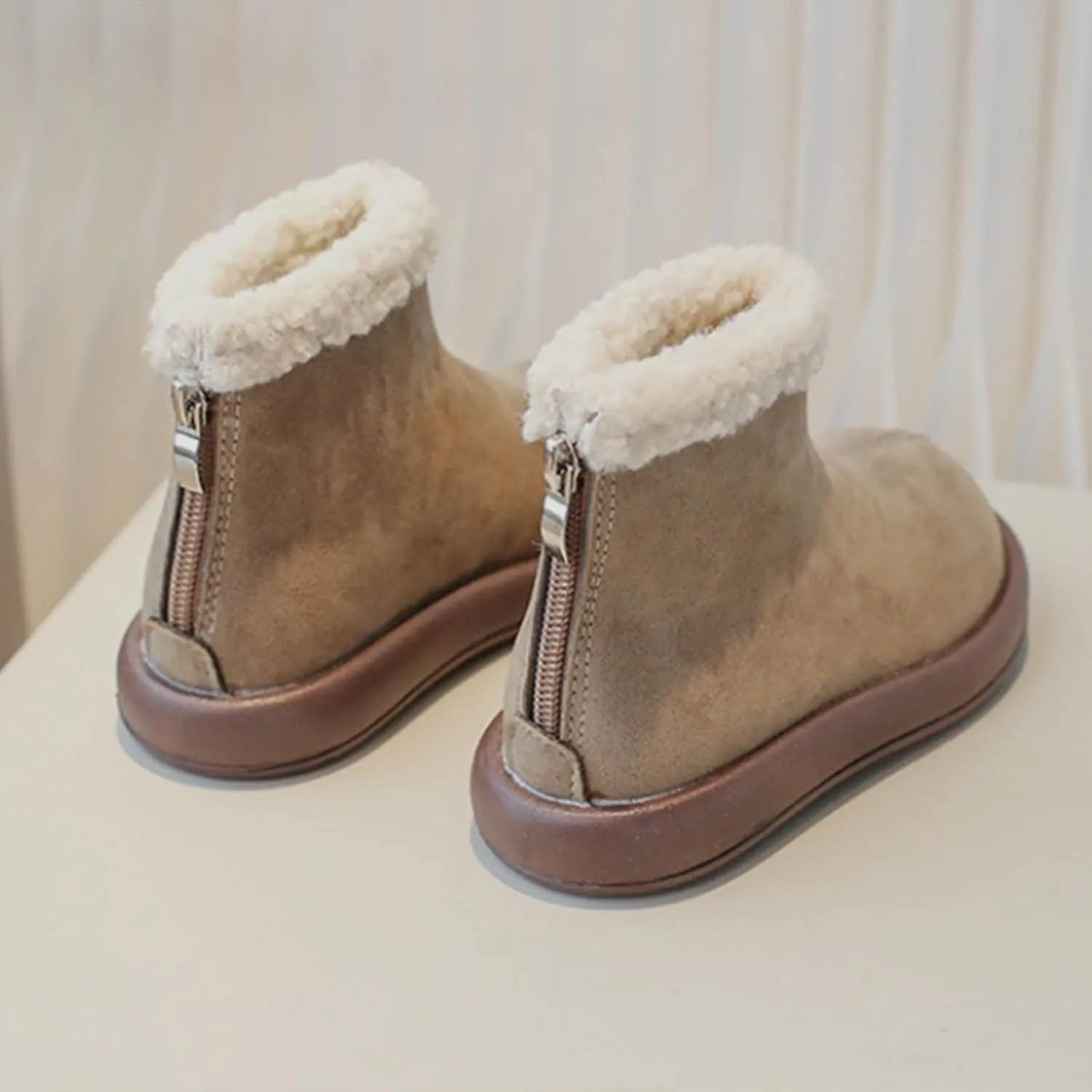 Girls Fuzzy Warm Winter Short Ankle Boots with Furry Faux Fr ining Booties Shoes for Kids Toddler Shoes Girls Boots