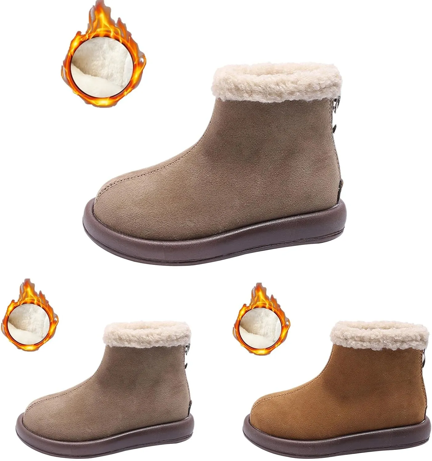 Girls Fuzzy Warm Winter Short Ankle Boots with Furry Faux Fr ining Booties Shoes for Kids Toddler Shoes Girls Boots