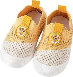 Girls Indoor Foot Warmer Toddler Boys Sneakers Board Shoes Summer Mesh Surface Breathable Shoes (Yellow, 6.5 Toddler)