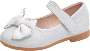 Girls Mary Jane Dress Shoes Princess Ballerina Flat Low Heels for School Party Wedding, Summer Dress Shoes (White, 12 Little Child)