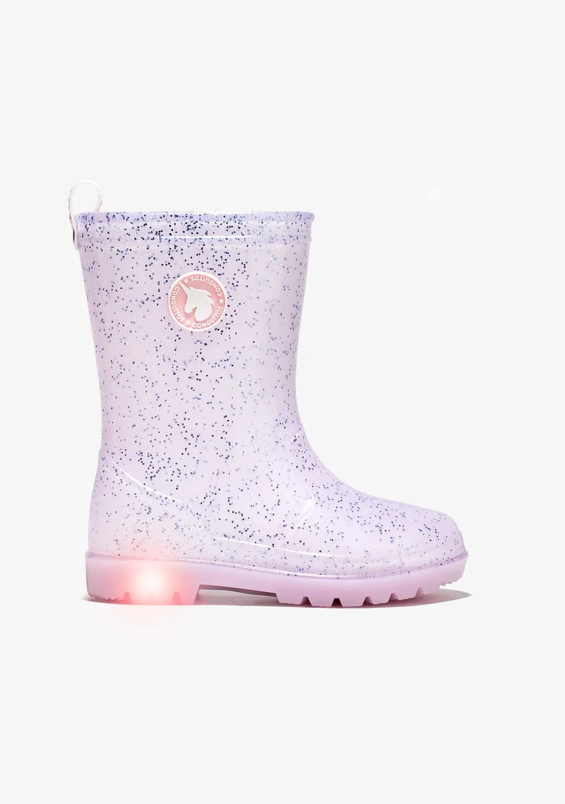 Girl's Pink With Lights Rain Boots
