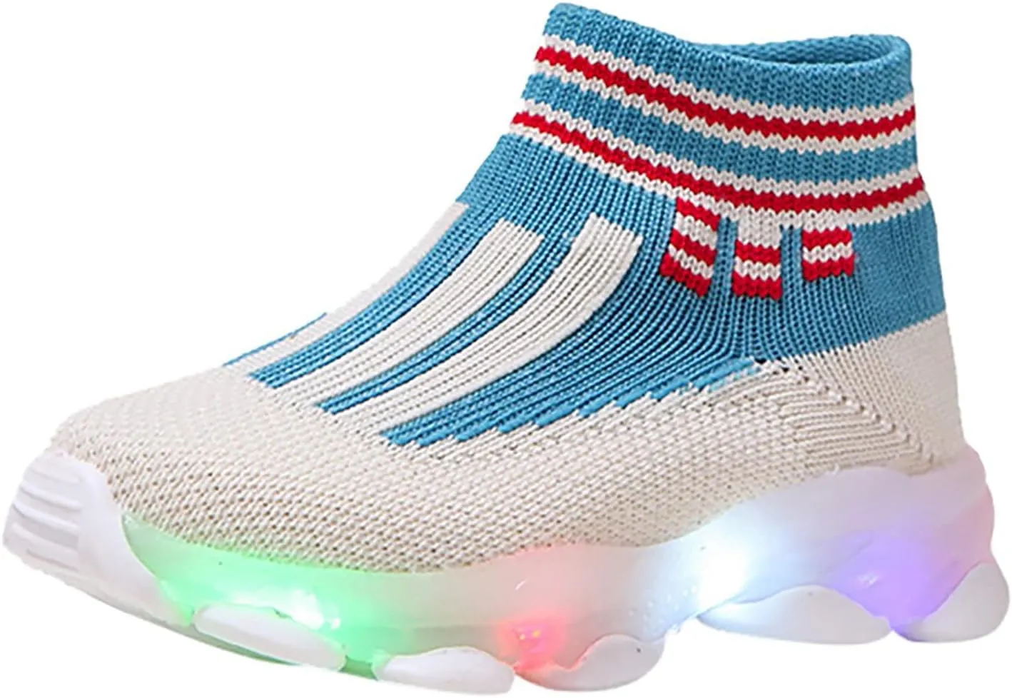 Girls Sneakers Toddler Kid Sneakers Breathable Non-Skid Walking Shoes Bling Led Light Luminous Sport Shoes (Blue-04#b, 2.5-3Years)