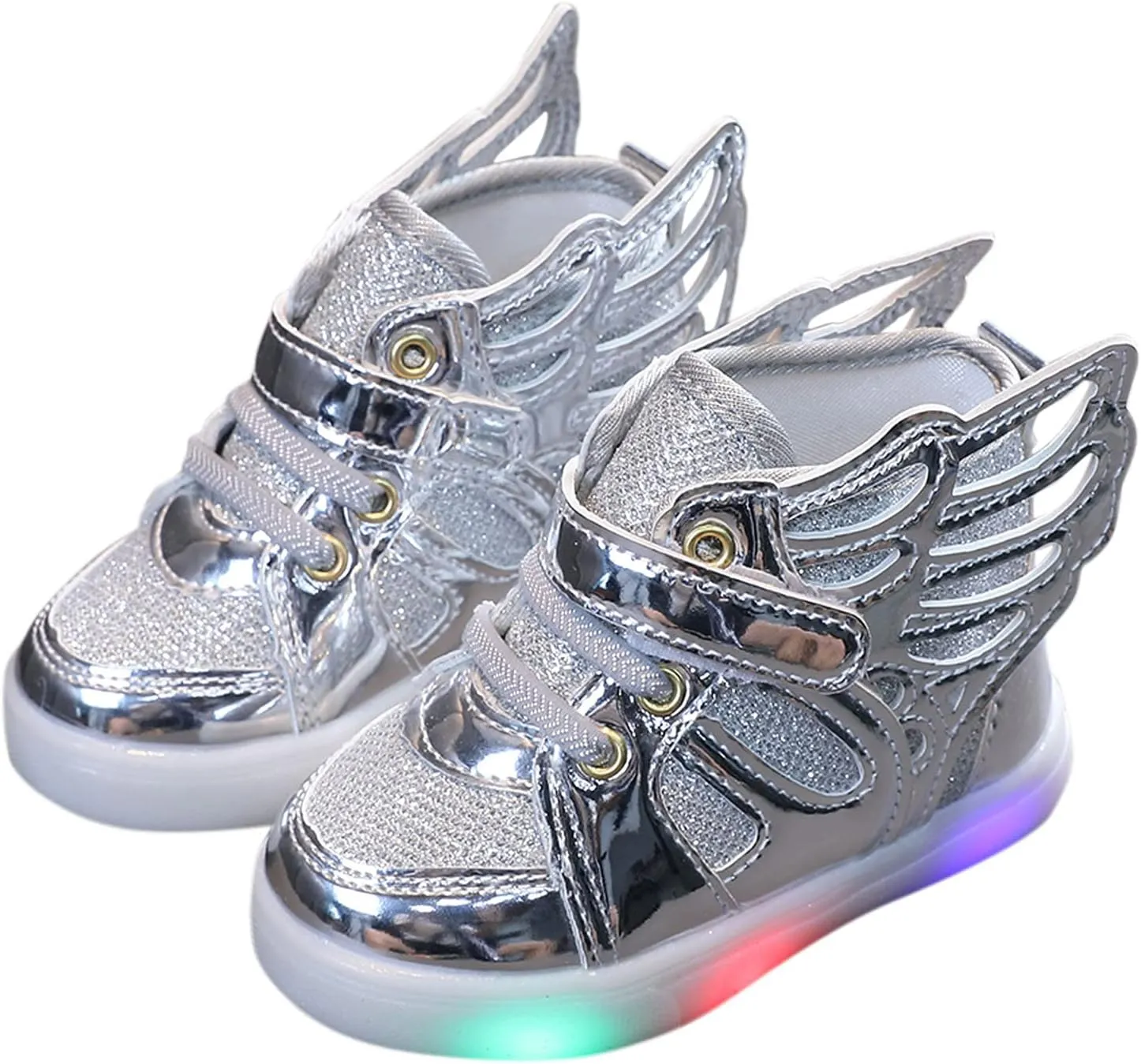 Glitter Light Up Sneaker for Toddler Baby Kids Girls Boys Cozy First Walking Slip On Sport Shoes Outdoor Flat Shoes