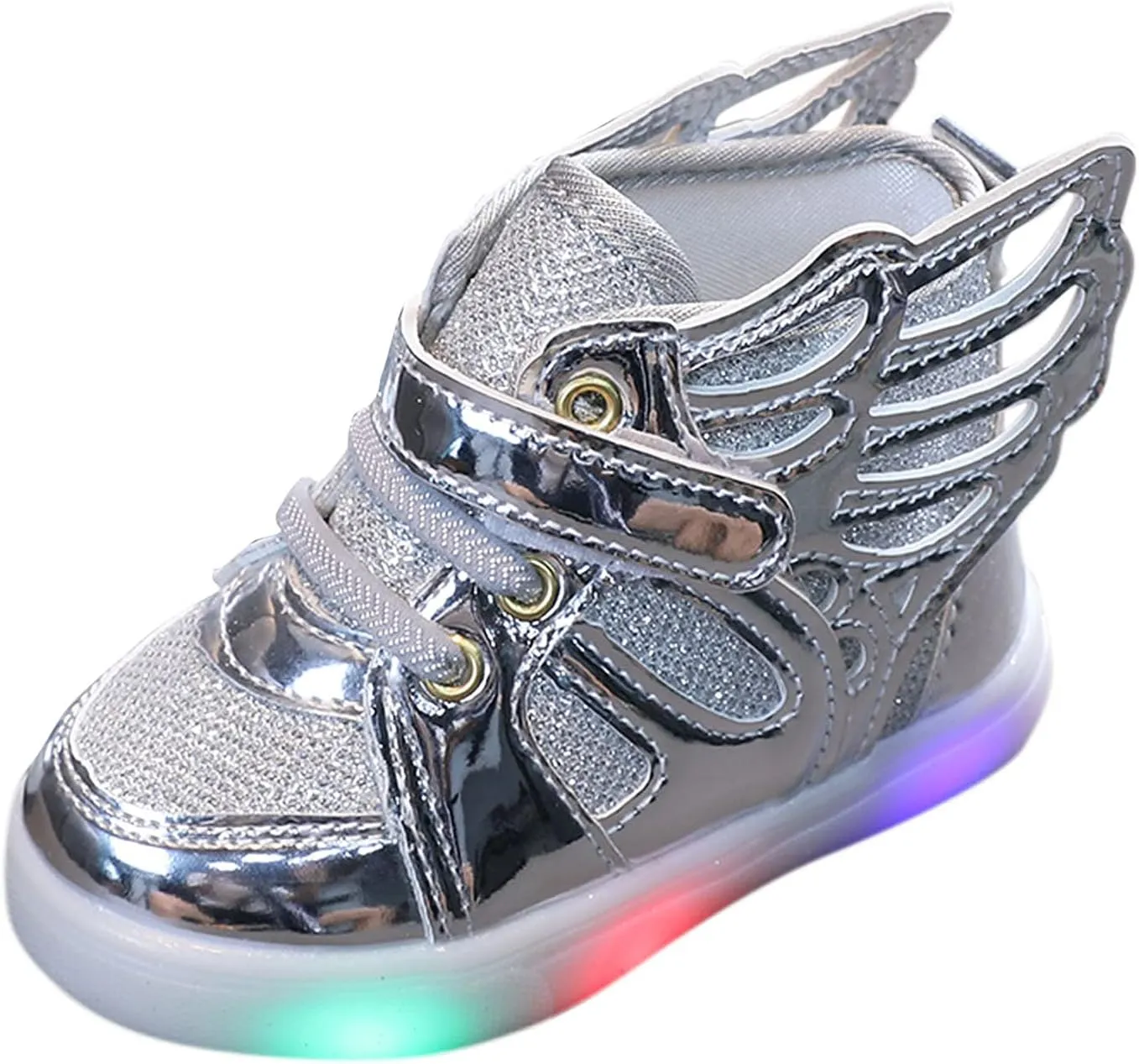 Glitter Light Up Sneaker for Toddler Baby Kids Girls Boys Cozy First Walking Slip On Sport Shoes Outdoor Flat Shoes