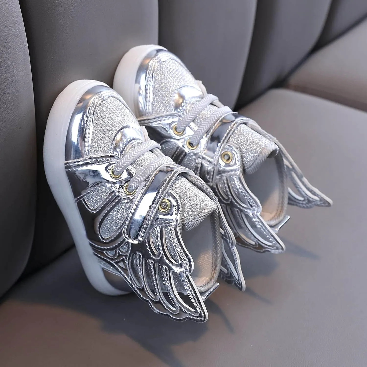 Glitter Light Up Sneaker for Toddler Baby Kids Girls Boys Cozy First Walking Slip On Sport Shoes Outdoor Flat Shoes