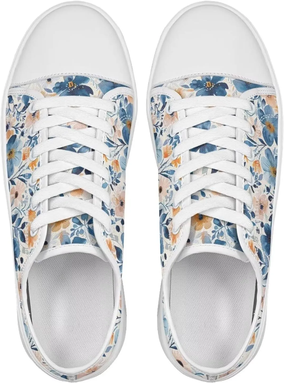 GOSTONG Womens Canvas Shoes Low Cut Classic Lace Up Casual Tennis Sneakers Comfort City Walking Shoe White Size 6-13.5