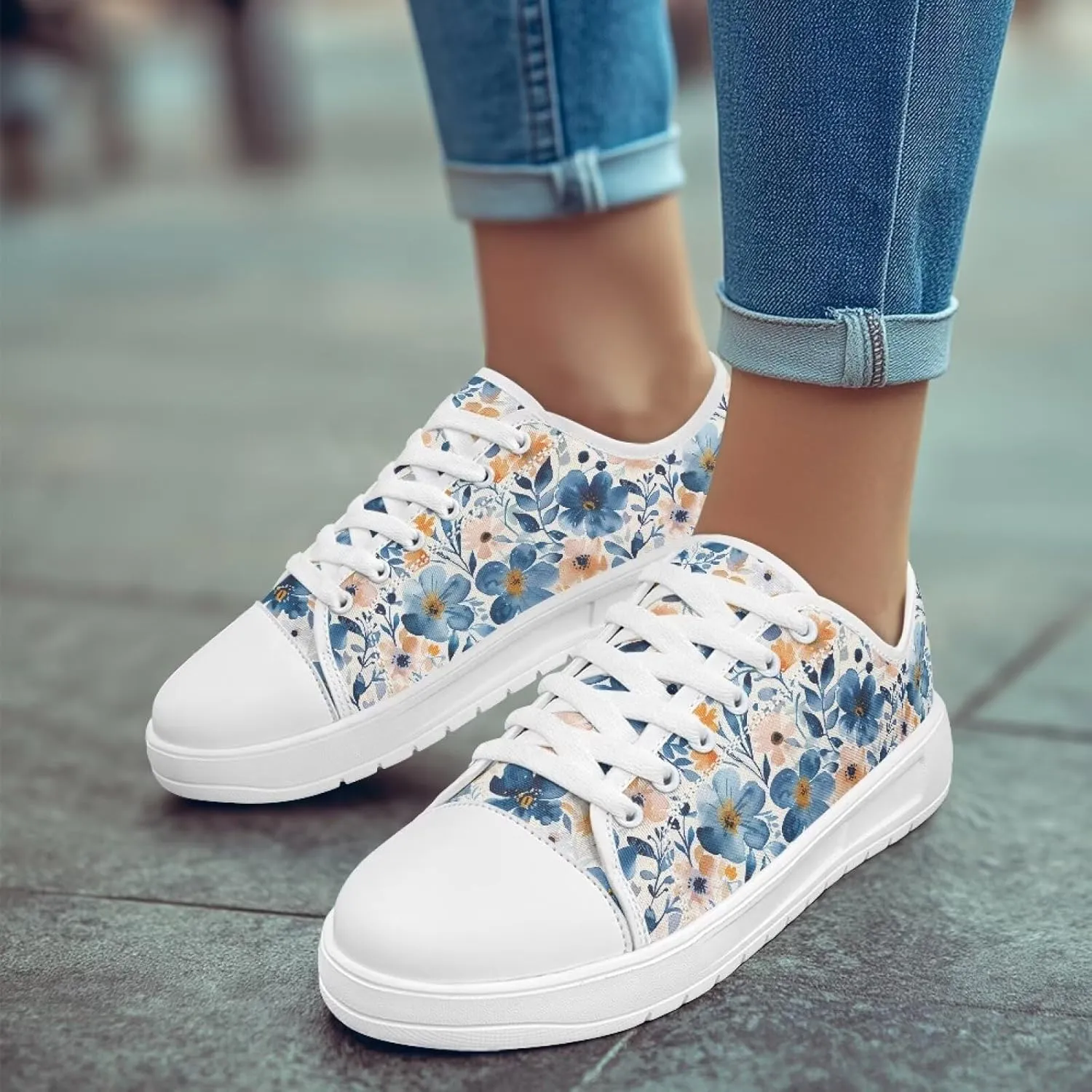 GOSTONG Womens Canvas Shoes Low Cut Classic Lace Up Casual Tennis Sneakers Comfort City Walking Shoe White Size 6-13.5
