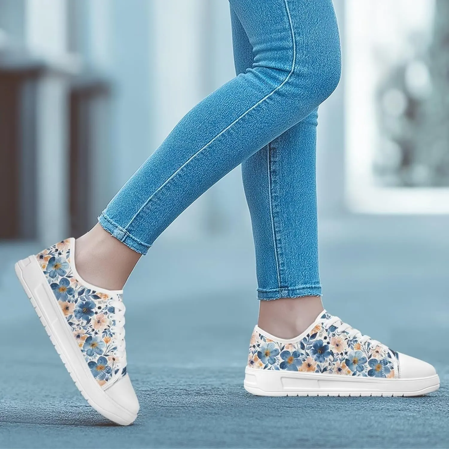 GOSTONG Womens Canvas Shoes Low Cut Classic Lace Up Casual Tennis Sneakers Comfort City Walking Shoe White Size 6-13.5