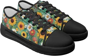 GOSTONG Women's Canvas Shoes Low Top Casual Walking Shoe Classic Comfort Lace Up Tennis Sneakers for Daily Wear Black Size 6-13.5
