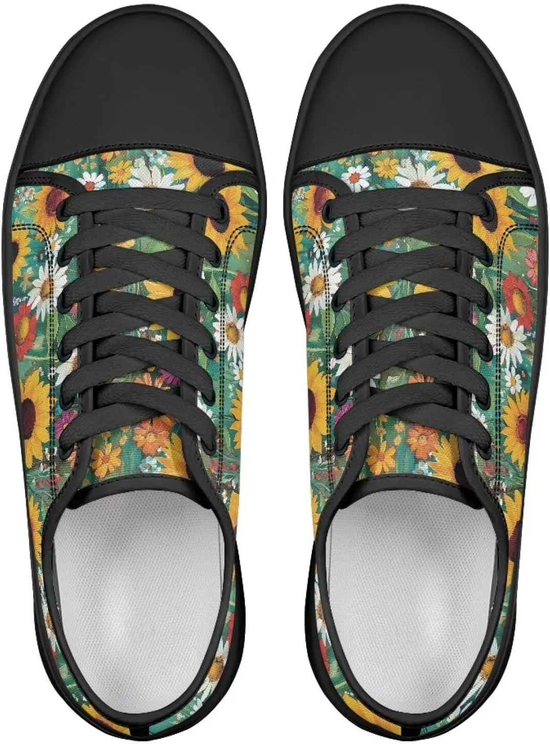 GOSTONG Women's Canvas Shoes Low Top Casual Walking Shoe Classic Comfort Lace Up Tennis Sneakers for Daily Wear Black Size 6-13.5