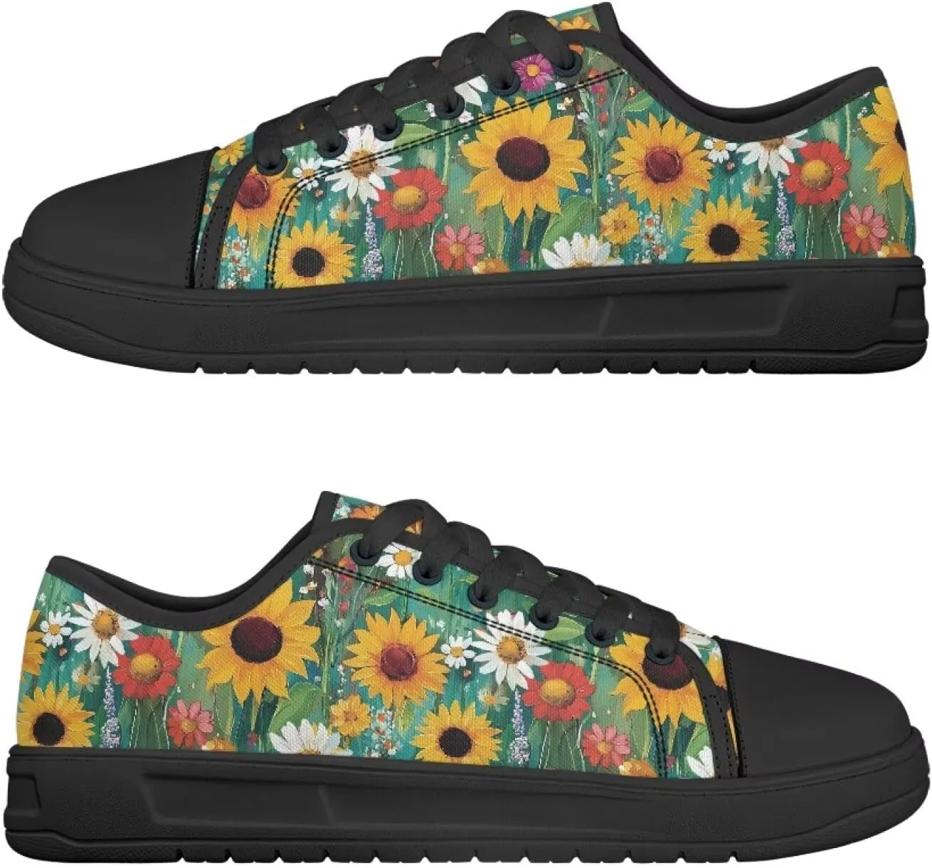GOSTONG Women's Canvas Shoes Low Top Casual Walking Shoe Classic Comfort Lace Up Tennis Sneakers for Daily Wear Black Size 6-13.5
