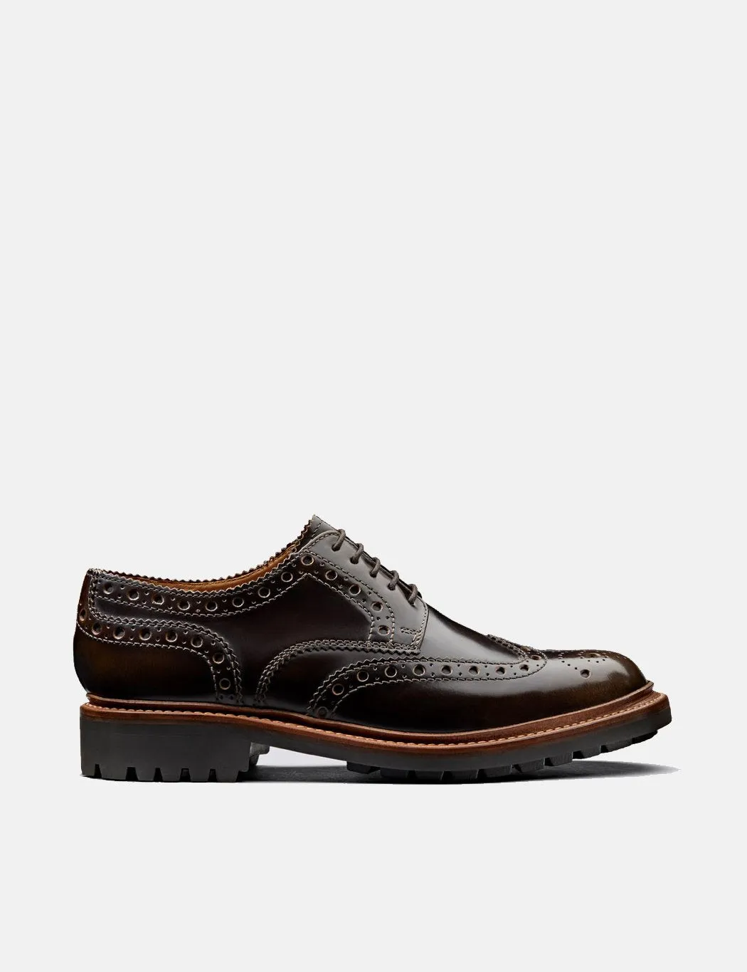 Grenson Archie Brogue Shoes 112655 (Hi Shine Leather) - Pickled Walnut