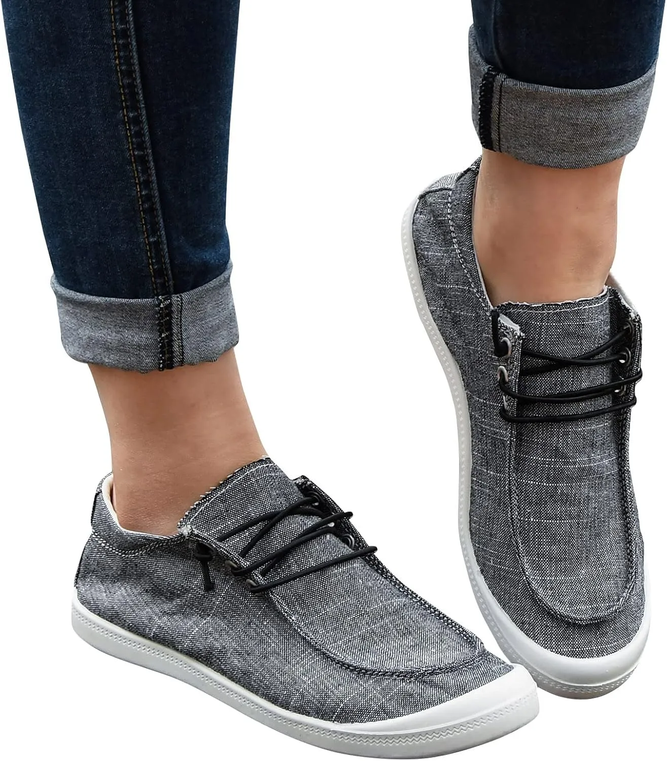 Gumipy Women's Fashion Sneakers, Christmas Print Canvas Shoes Flat Round Toe Non-Slip Flat Shoes Slip On Loafers Shoes