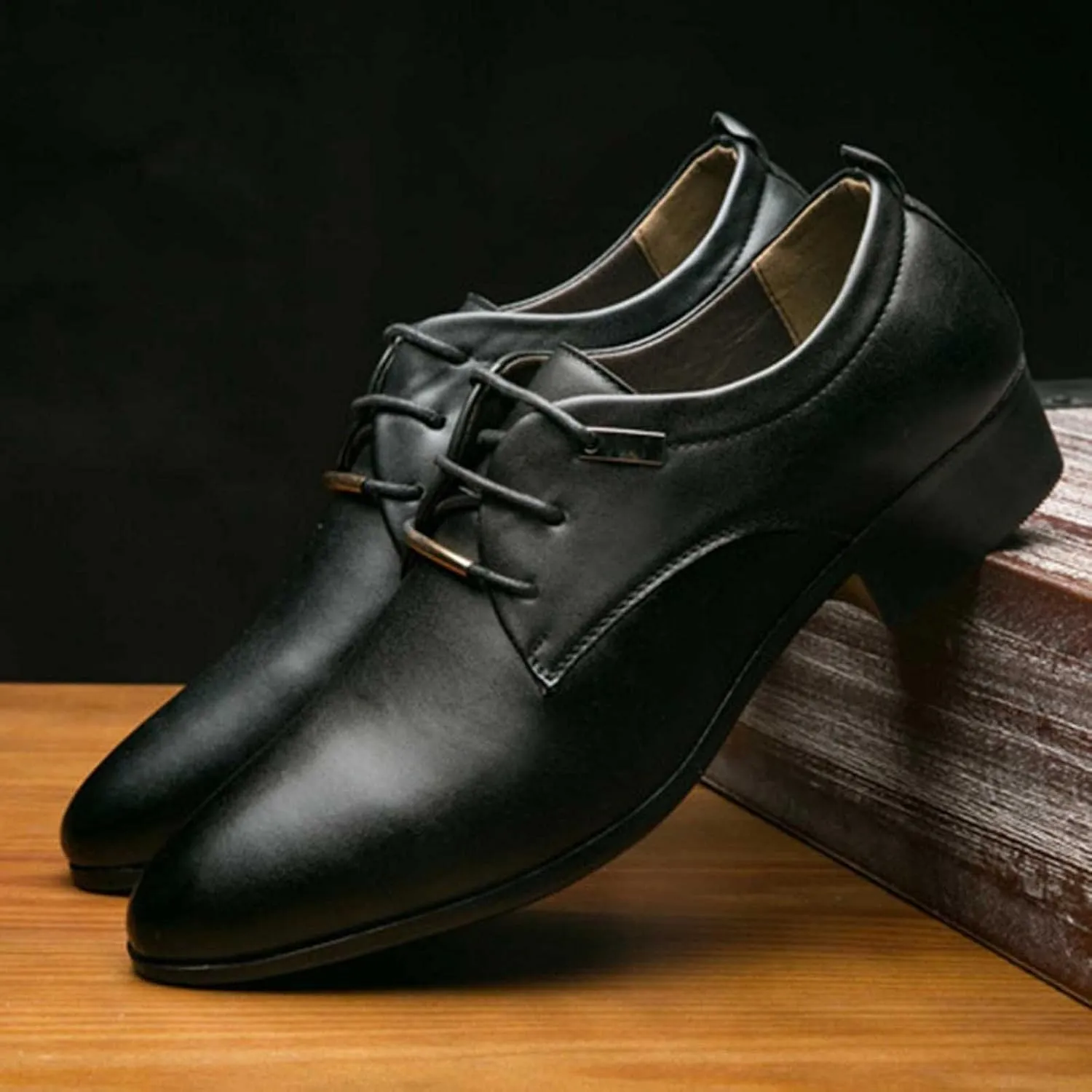 Hbeylia British Prince Dress Shoes Classic Fashion Leather Pointed Toe Tuxedo Oxford Wingtip Dress Shoes Anti Skid Walking Driving Shoes For Men Business Office Work Wedding Party