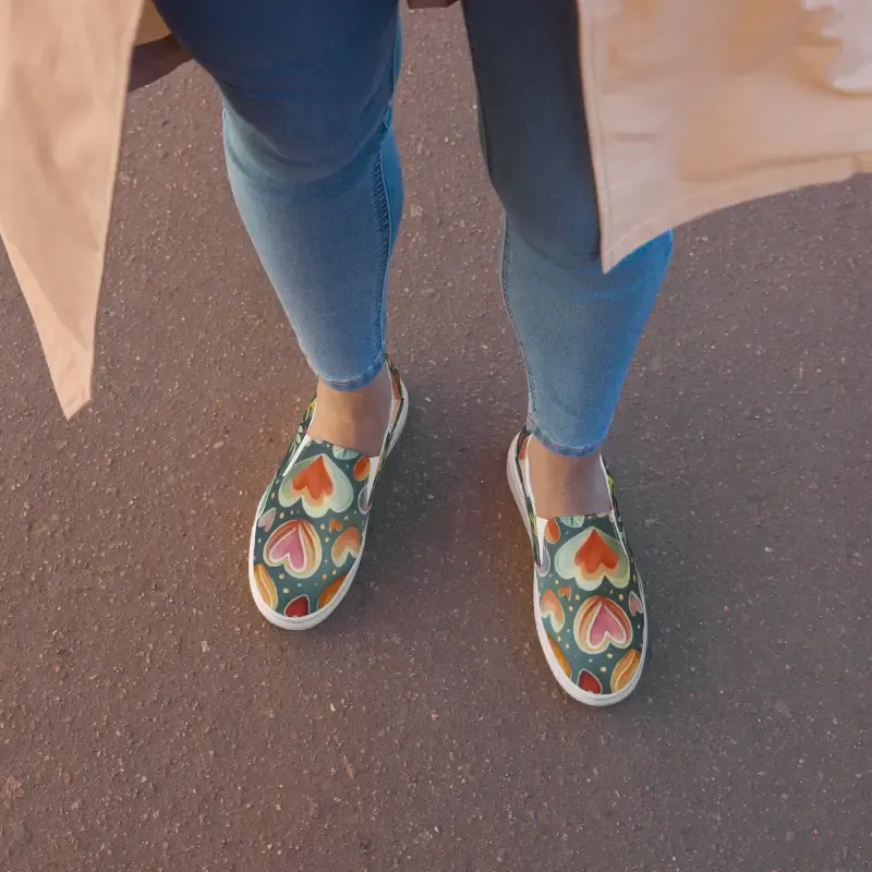 Heart it Colorful Canvas Slip on Shoes for Women