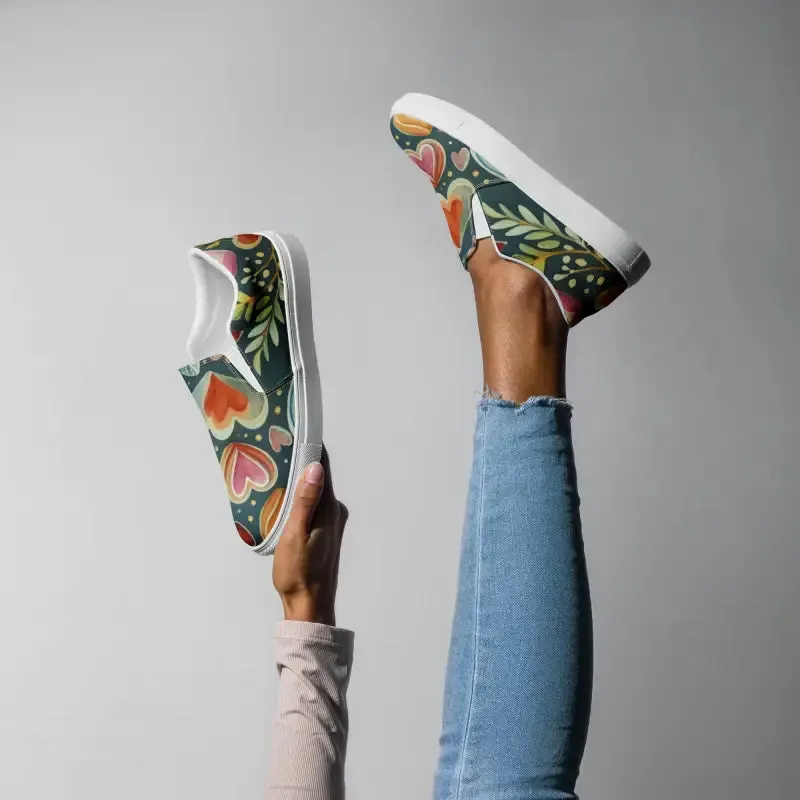 Heart it Colorful Canvas Slip on Shoes for Women