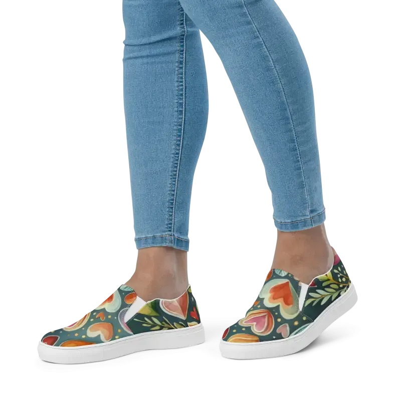 Heart it Colorful Canvas Slip on Shoes for Women