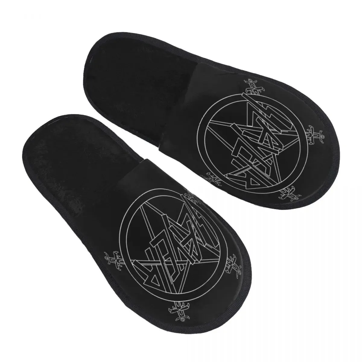 Heavy Metal Rock Slayer Logo Cozy Memory Foam Slippers – Women’s Band Hotel House Shoes