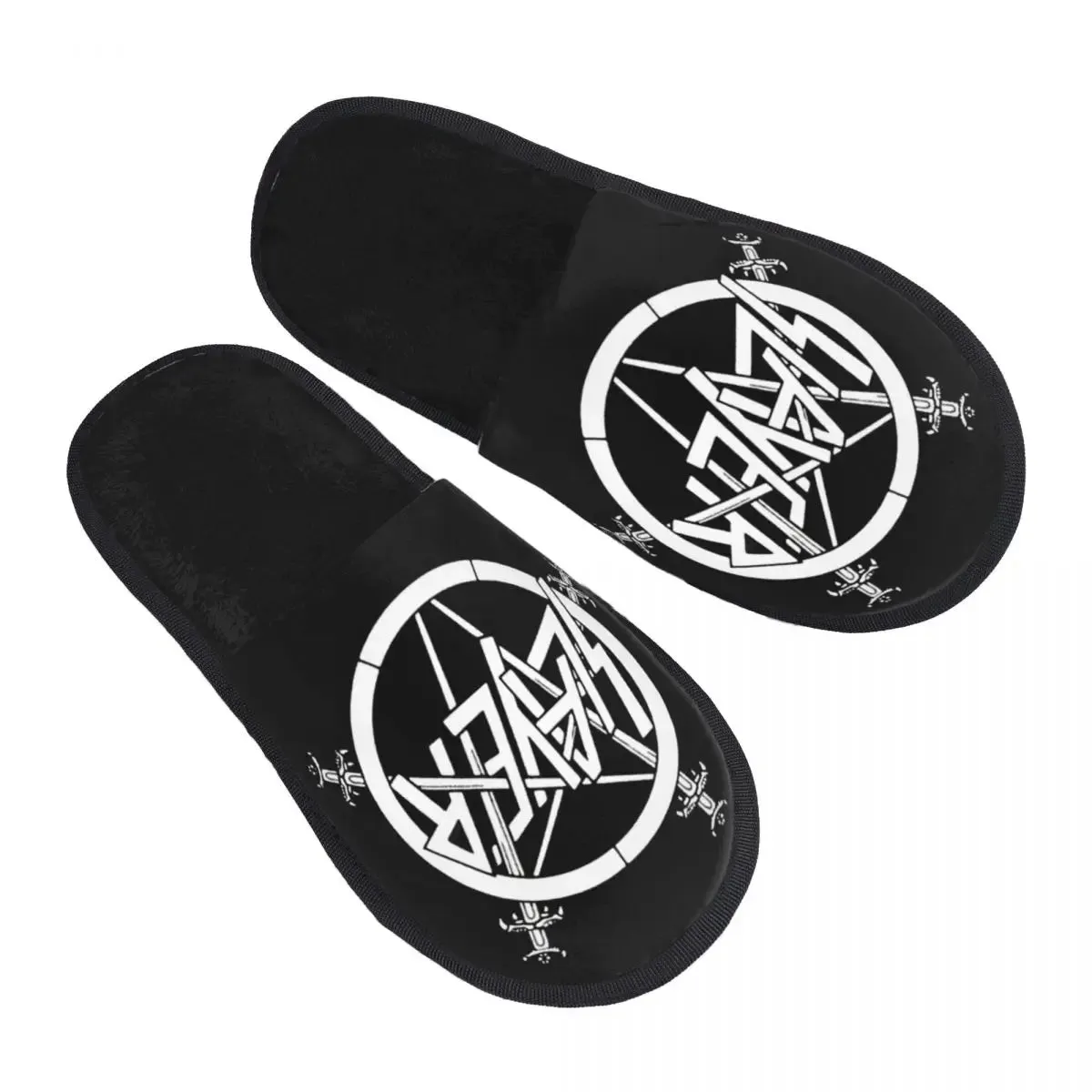 Heavy Metal Rock Slayer Logo Cozy Memory Foam Slippers – Women’s Band Hotel House Shoes