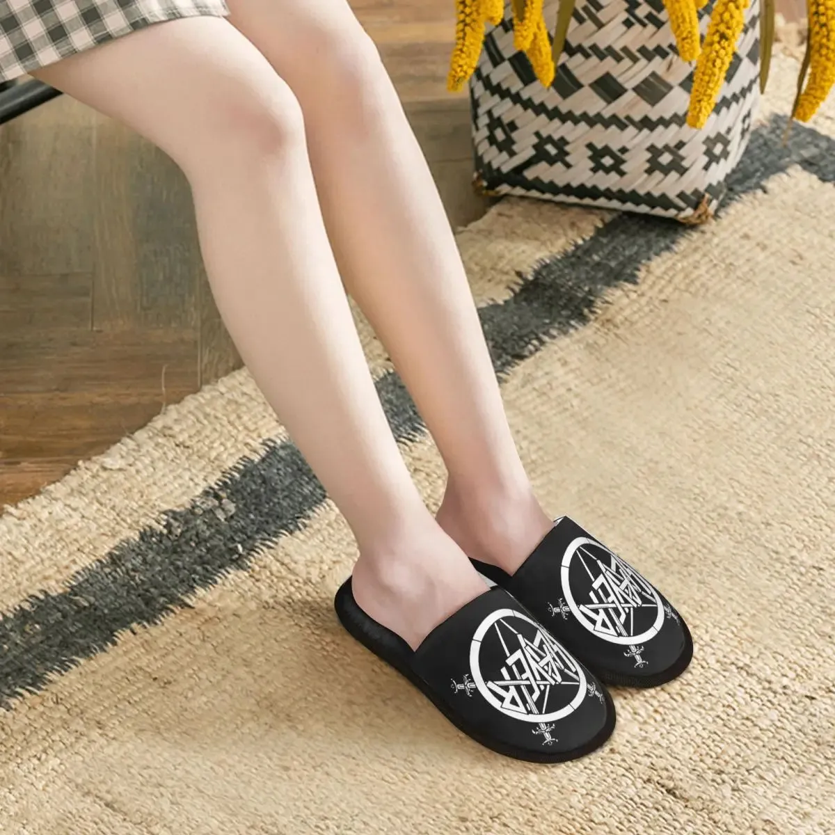 Heavy Metal Rock Slayer Logo Cozy Memory Foam Slippers – Women’s Band Hotel House Shoes