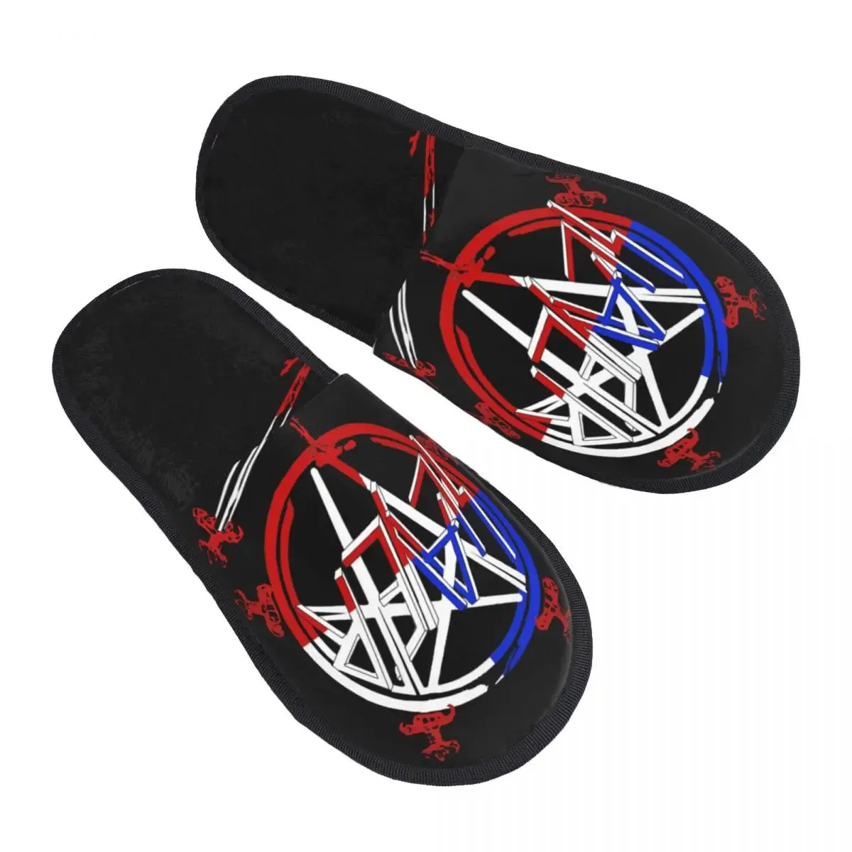 Heavy Metal Rock Slayer Logo Cozy Memory Foam Slippers – Women’s Band Hotel House Shoes