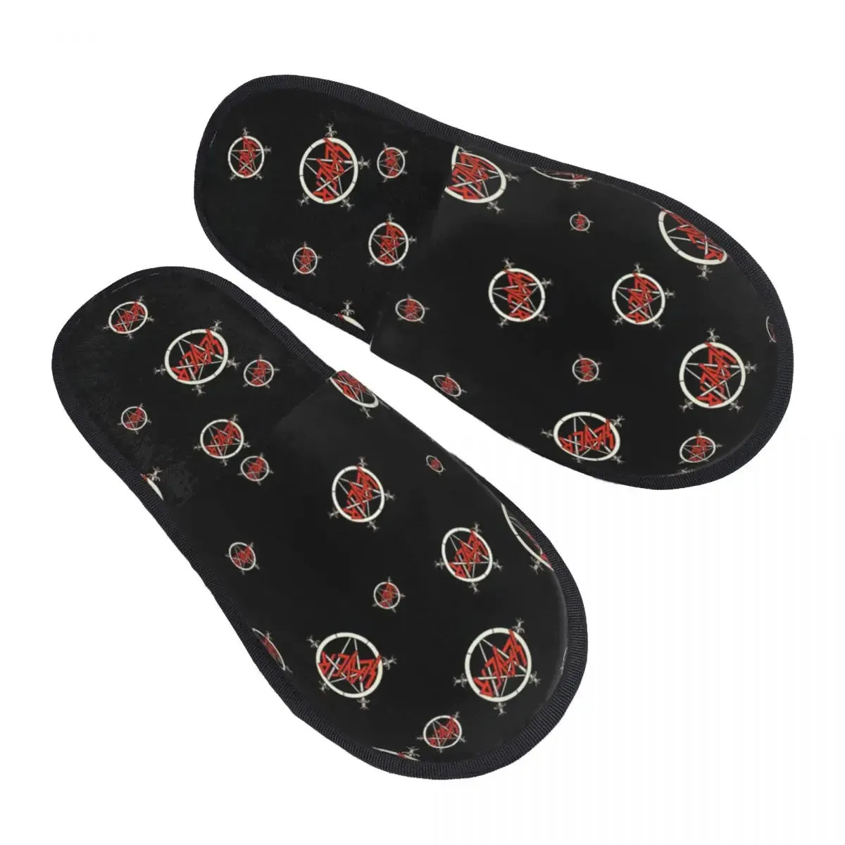 Heavy Metal Rock Slayer Logo Cozy Memory Foam Slippers – Women’s Band Hotel House Shoes