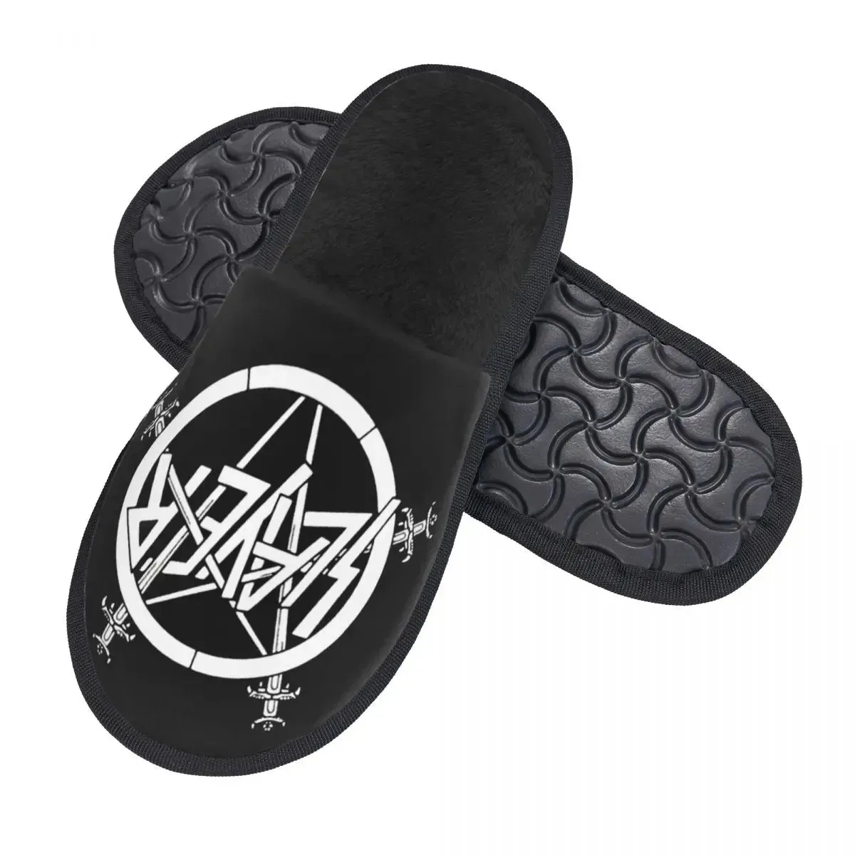 Heavy Metal Rock Slayer Logo Cozy Memory Foam Slippers – Women’s Band Hotel House Shoes