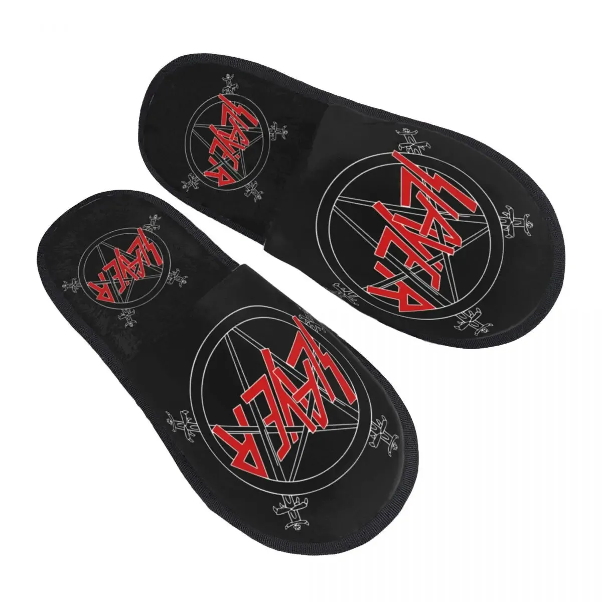 Heavy Metal Rock Slayer Logo Cozy Memory Foam Slippers – Women’s Band Hotel House Shoes