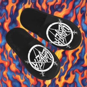 Heavy Metal Rock Slayer Logo Cozy Memory Foam Slippers – Women’s Band Hotel House Shoes