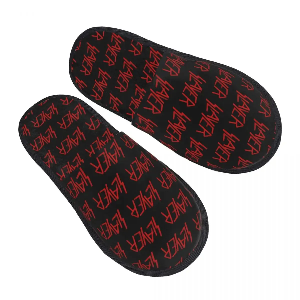 Heavy Metal Rock Slayer Logo Cozy Memory Foam Slippers – Women’s Band Hotel House Shoes