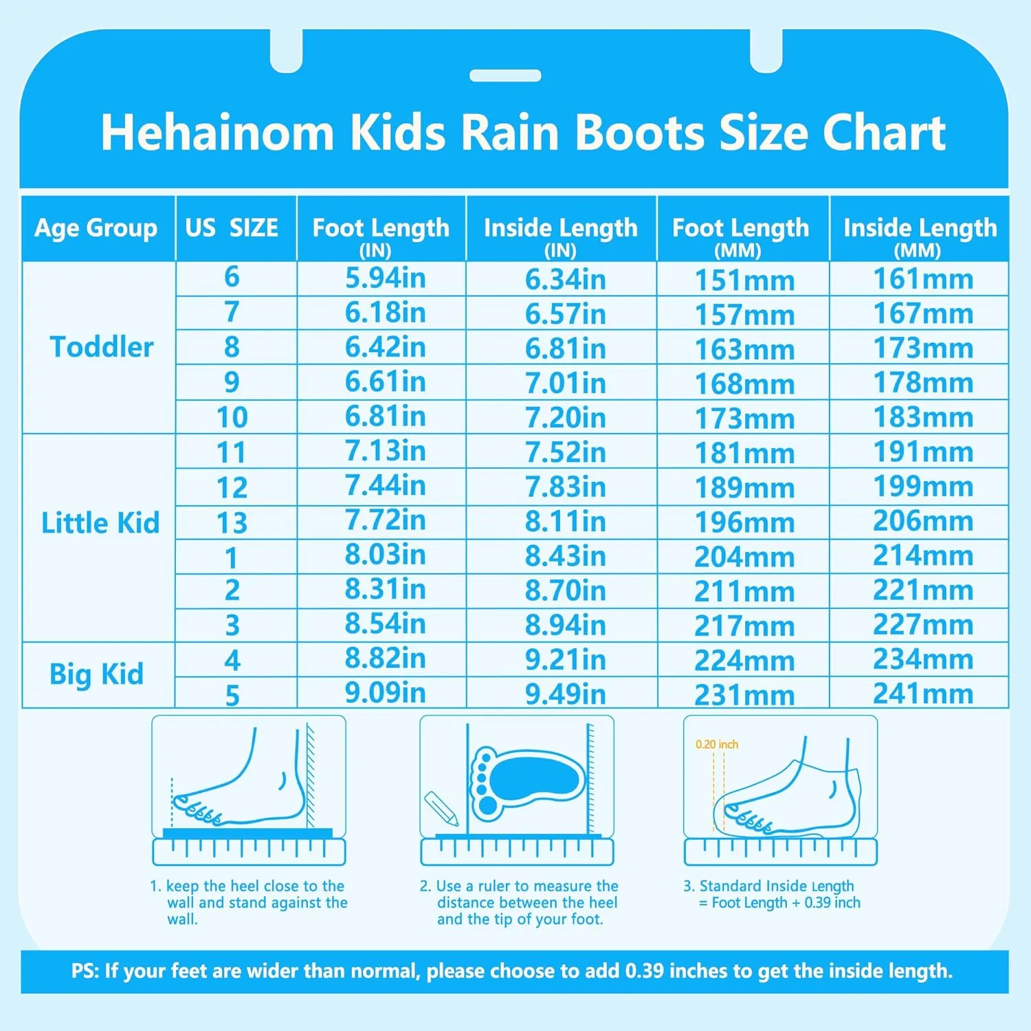 Hehainom Toddler Kids Rain Boots for Boys Girls Waterproof Easy-on Handles Rainboots