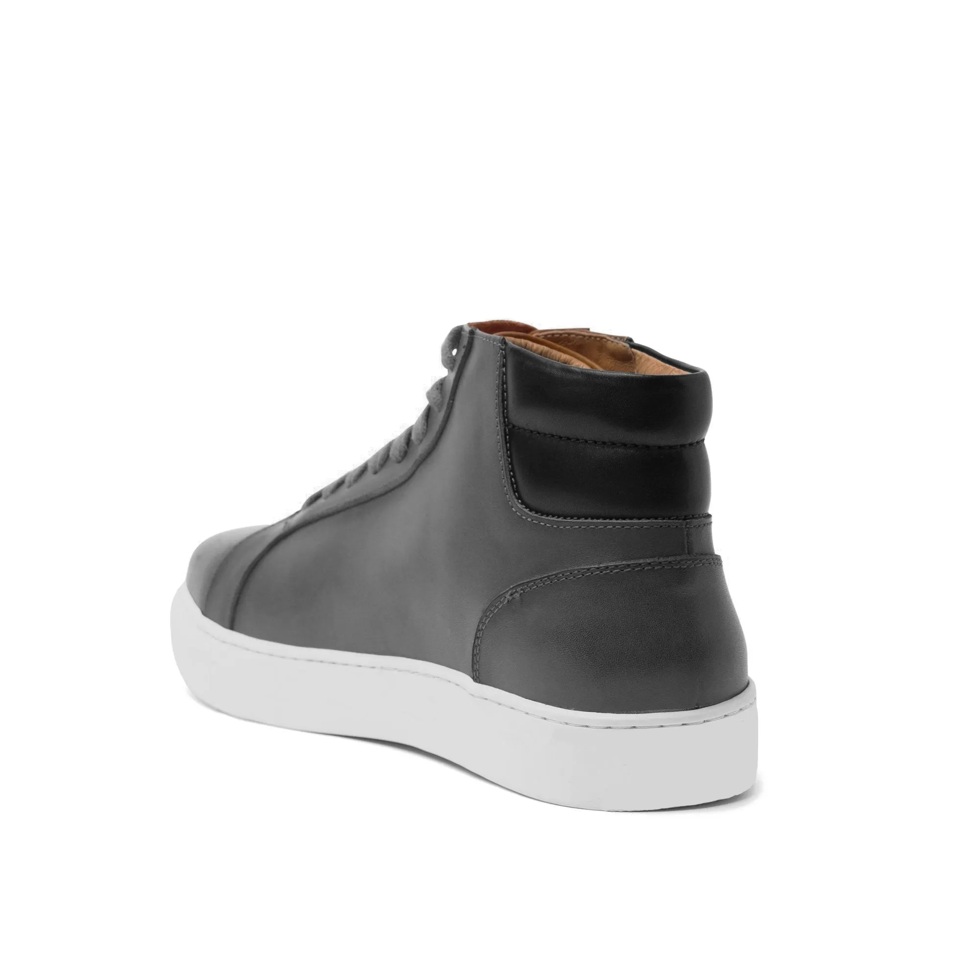 Height Increasing Black Dark Silver Leather Angus Sneaker Boots