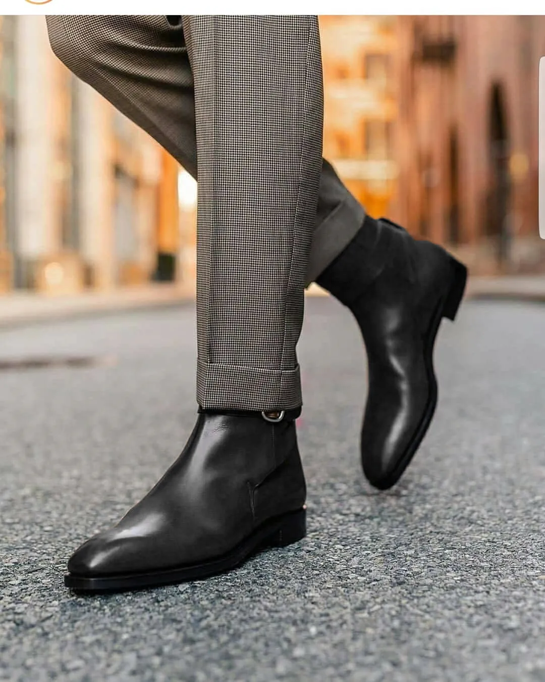 Height Increasing Black Leather Amarante Slip On Jodhpur Boots