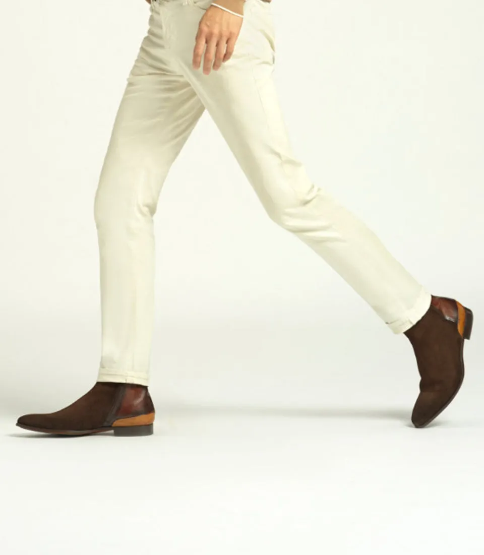 Height Increasing Brown Suede Nicotus Chelsea Zipper Boots