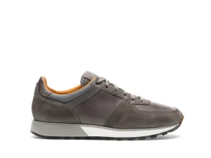 Height Increasing Grey Suede and Leather Nausori Lace Up Running Sneaker Shoes