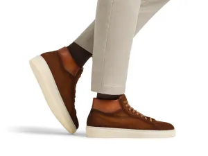 Height Increasing Tan Suede Nadelei High Top Sneaker Boots