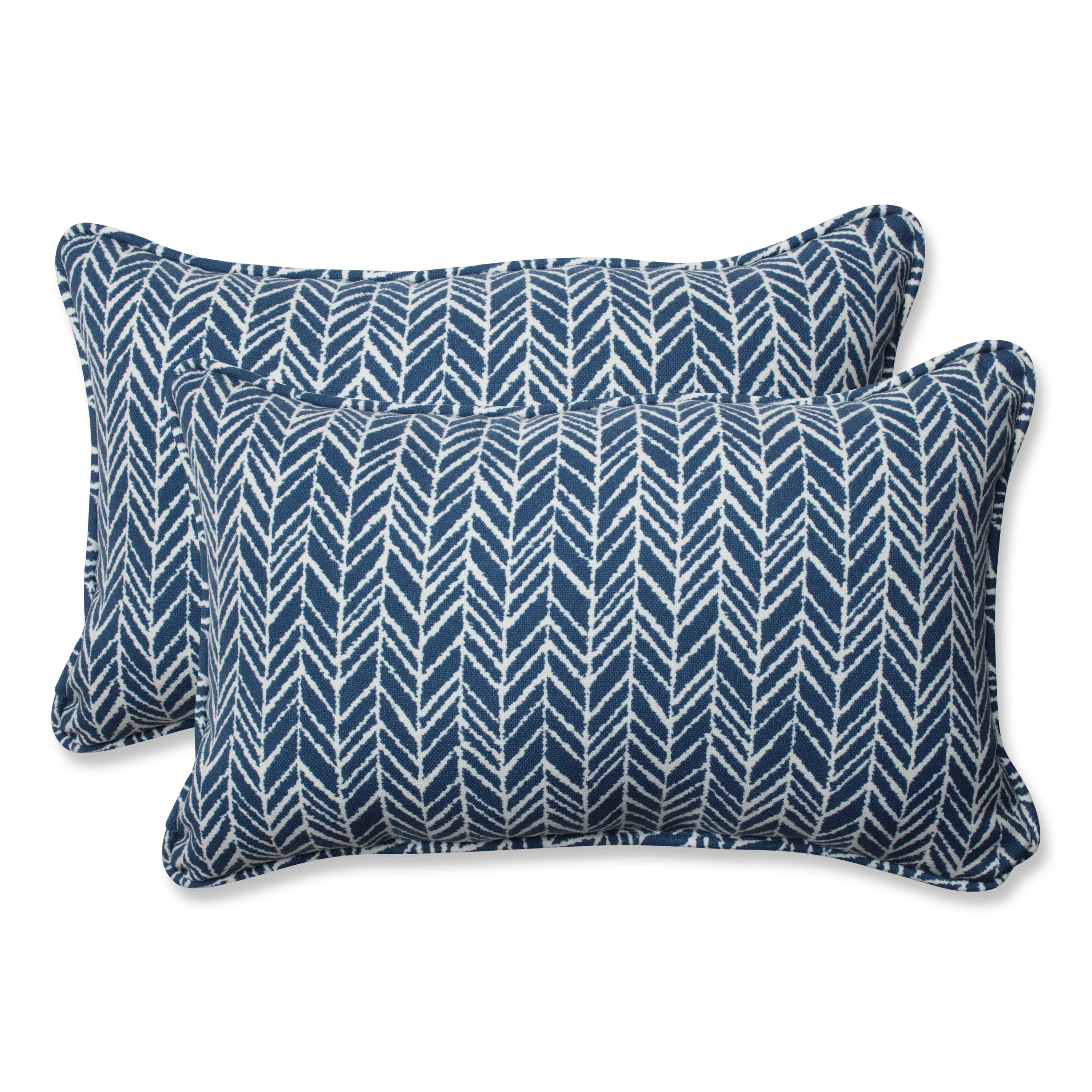 Herringbone Ink Blue Rectangular Throw Pillow (Set Of 2)