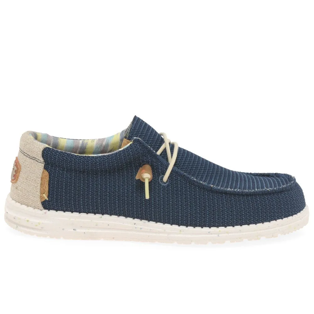 HEY DUDE Wally Eco Stretch Mens Canvas Shoes D1400084MT ORION BLUE