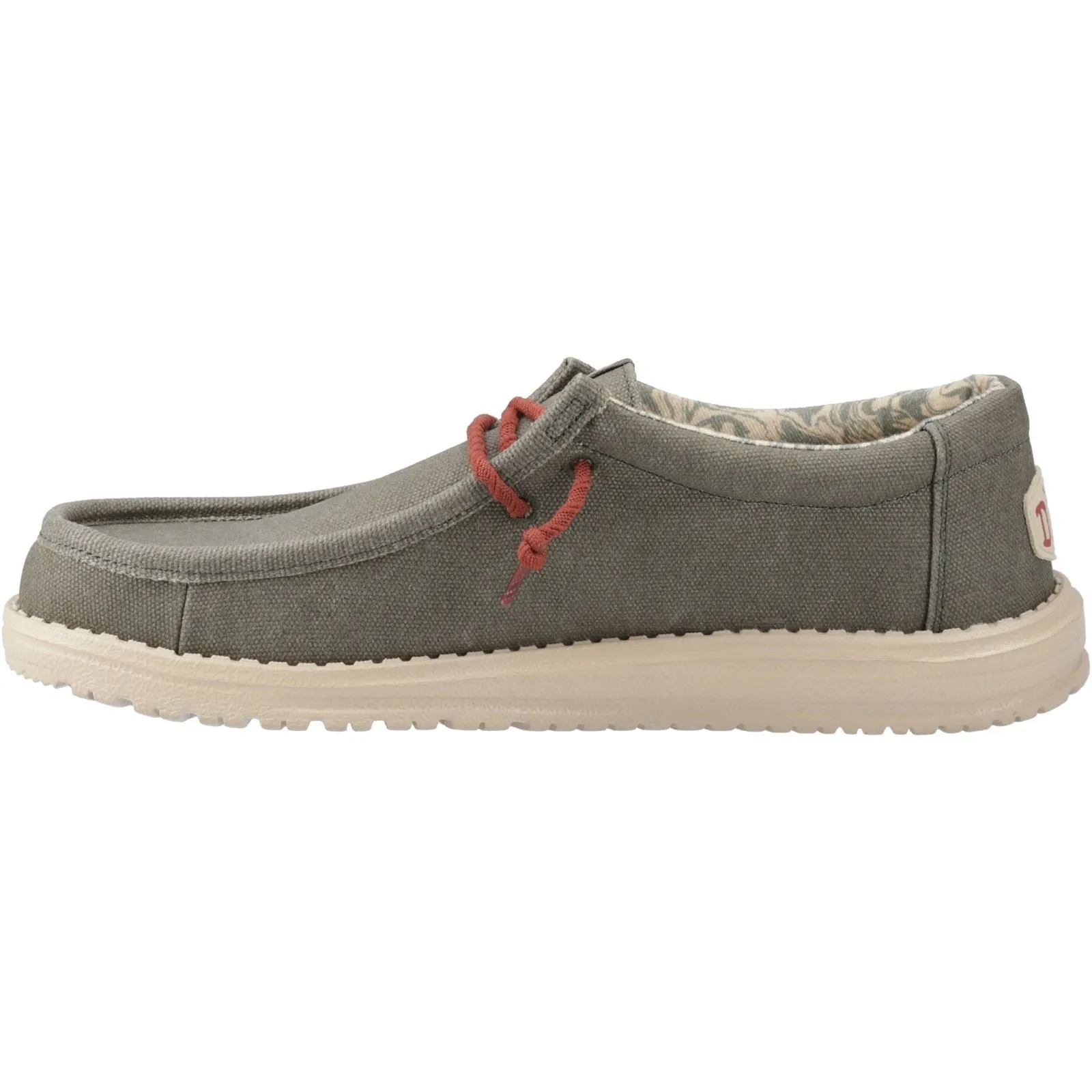 HEYDUDE Wally Waxed Canvas Men's Olive Boat Shoes