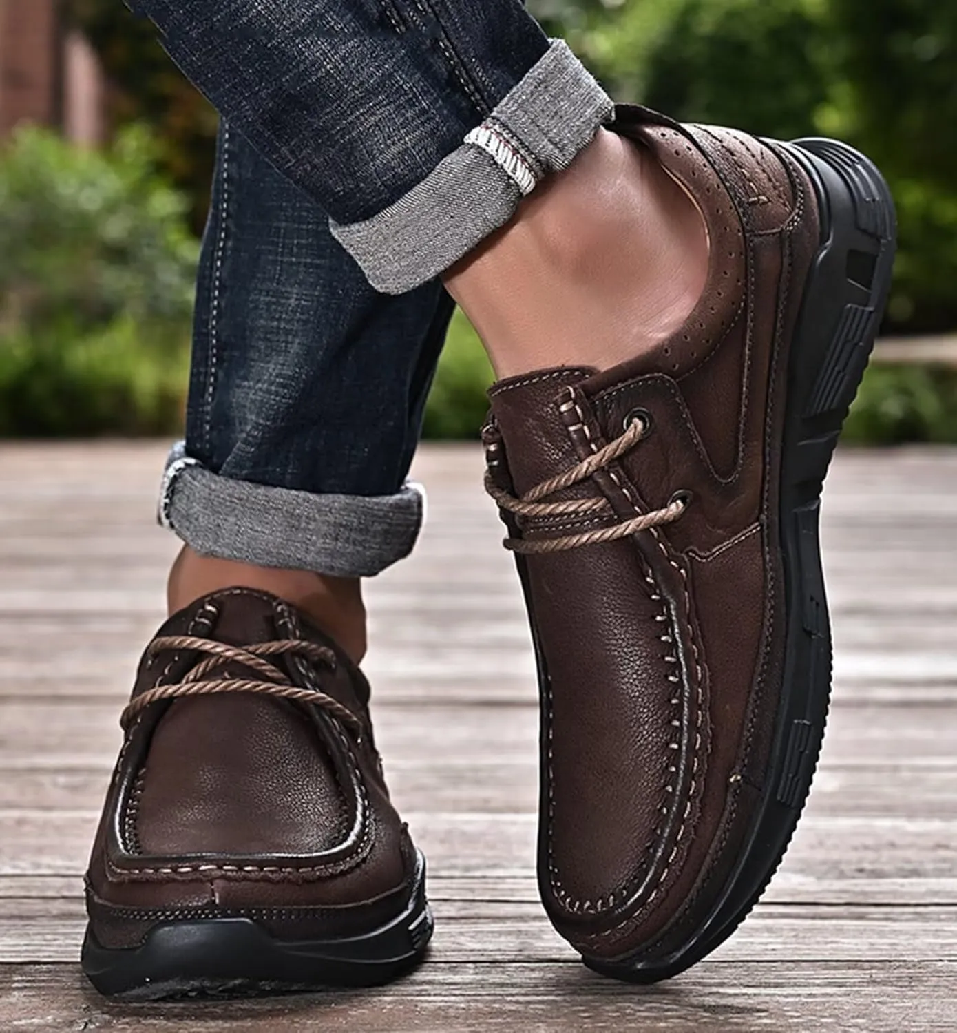 HNVAVQ Mens Casual Driving Shoes Leather Shoes Outdoor Walking Shoes Work Business Office Shoes
