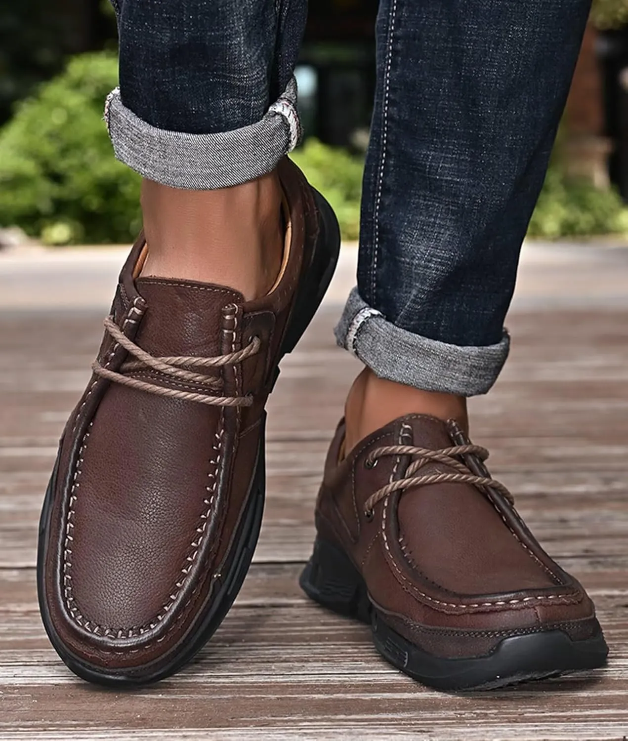 HNVAVQ Mens Casual Driving Shoes Leather Shoes Outdoor Walking Shoes Work Business Office Shoes