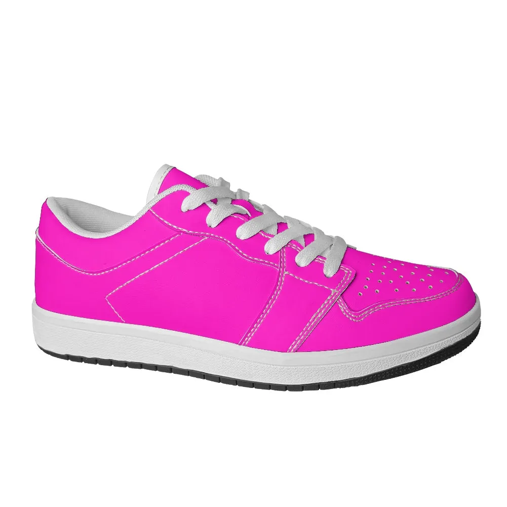 Hot Pink Women's Low Top Vegan Leather Sneakers