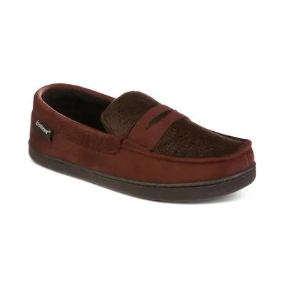 Isotoner Mens Houndstooth Jasper Chocolate Brown Moccasins Slippers Medium 8 - 9