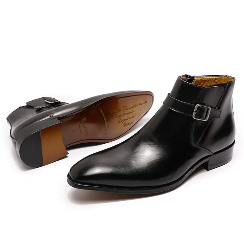 Italian Smooth Zipper Buckle Belt Men's Chelsea Boot