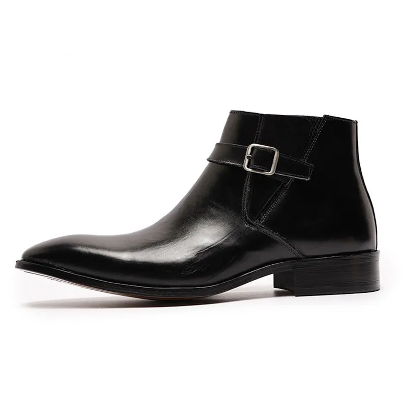 Italian Smooth Zipper Buckle Belt Men's Chelsea Boot