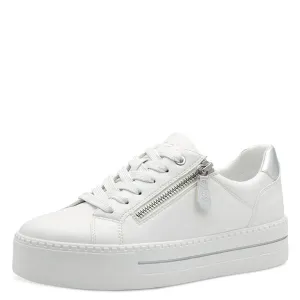 Jana Women's 8-23767-43 191 Low Zip Sneakers White/Silver